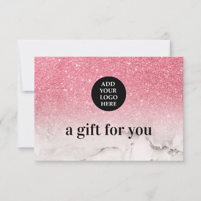 Pink Glitzer Ombre Marble laden Sie Ihr Logo hoch (Vorderseite)