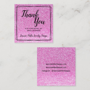 Pink Glitzer Order Vielen Dank Quadratische Visitenkarte