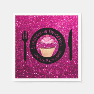 Pink Glitzer Paper Napkins Serviette