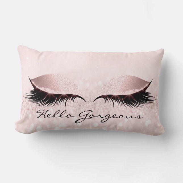 Pink Glitzer Pastel Makeup Lashes Lendenkissen (Vorderseite)