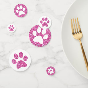 Pink Glitzer Paw Print Puppy Kitty Animal Table Konfetti