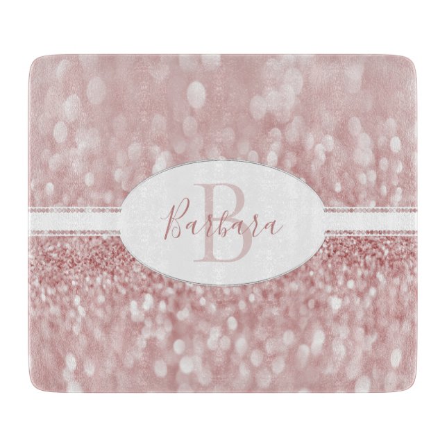 Pink Glitzer personalisieren Schneidebrett (Vorderseite)