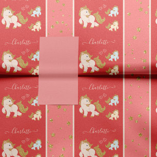 Pink Glitzer Ponys mit Vorname Little Girl Seidenpapier