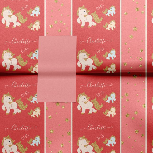 Pink Glitzer Ponys mit Vorname Little Girl Seidenpapier (Von Creator hochgeladen)