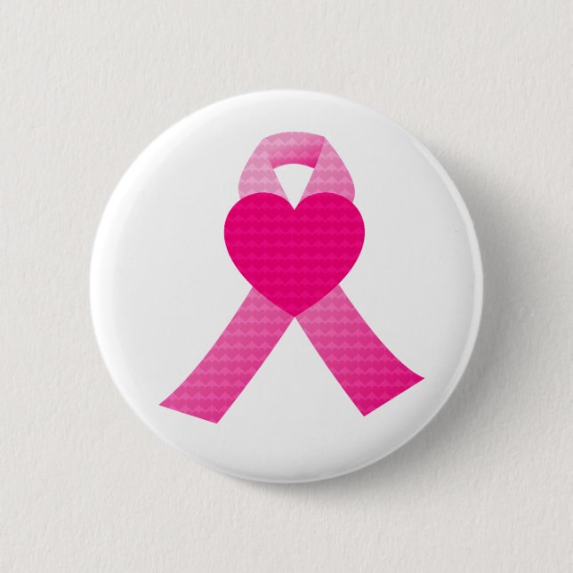 Pink Glitzer Ribbon Brustkrebs Bewusstseinsbildung Button (Vorderseite)