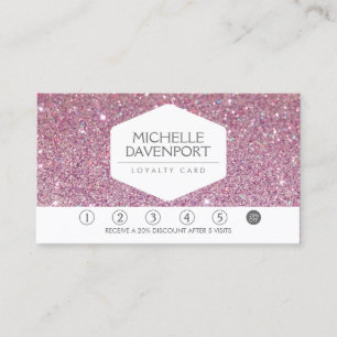 PINK GLITZER Salon Loyalty Card Treuekarte