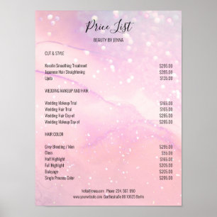 Pink Glitzer Salon Price Lister Poster
