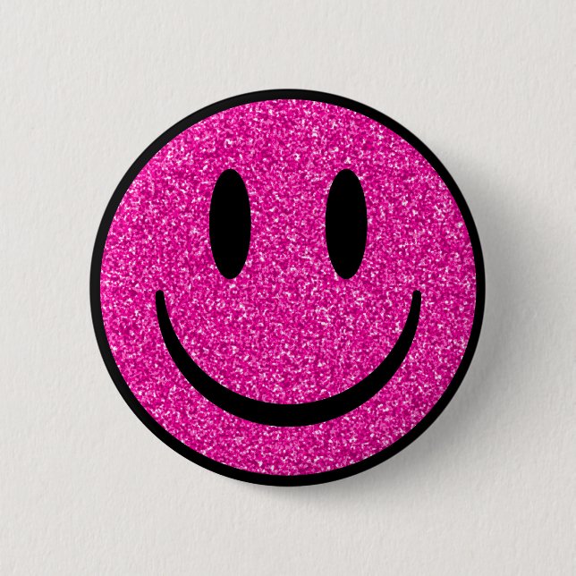 Pink Glitzer Smile Face Button (Vorderseite)