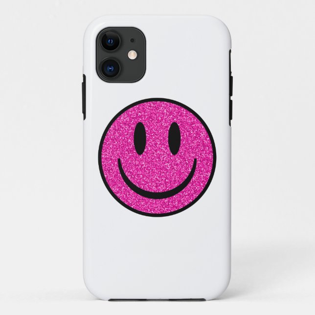 Pink Glitzer Smile Face Case-Mate iPhone Hülle (Rückseite)