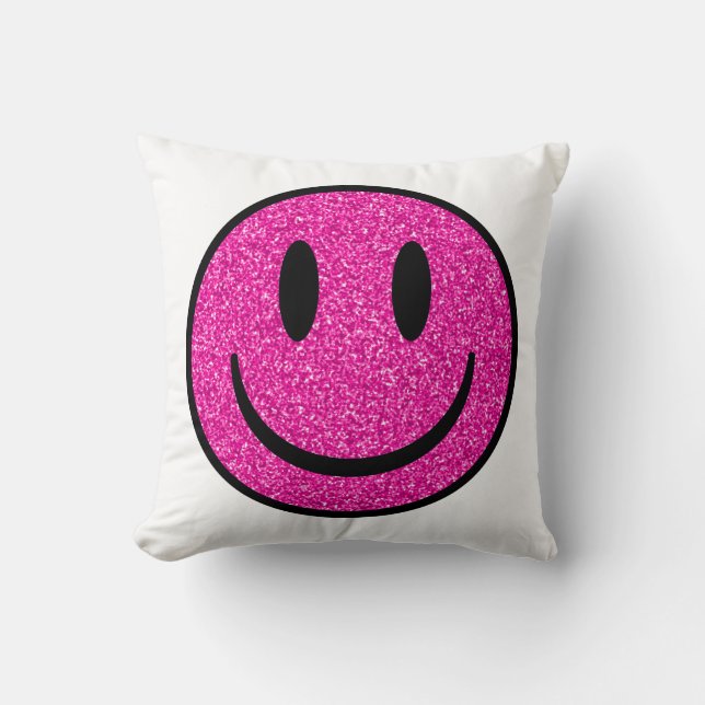 Pink Glitzer Smile Face Kissen (Vorderseite)