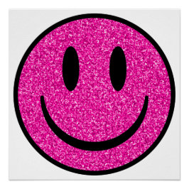 Pink Glitzer Smile Face Poster