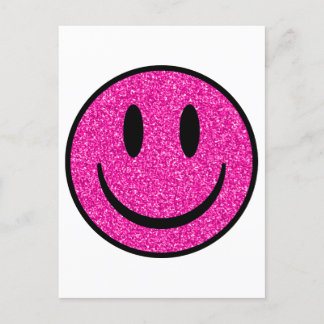Pink Glitzer Smile Face Postkarte