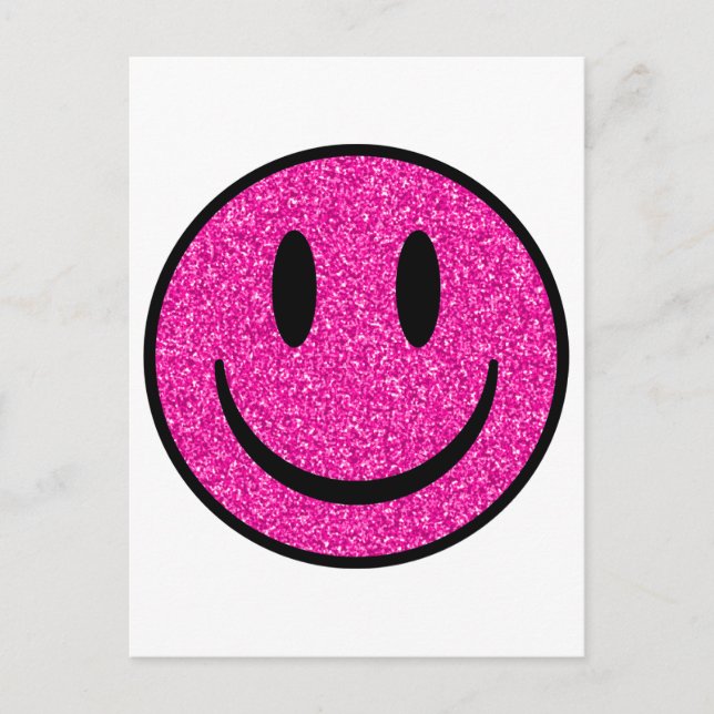 Pink Glitzer Smile Face Postkarte (Vorderseite)
