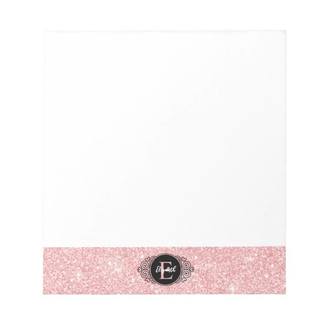 Pink-Glitzer-Sparkon-Monogramm Notizblock (Vorderseite)