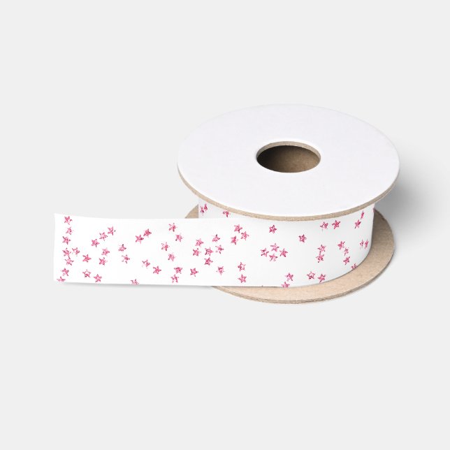 Pink Glitzer Stars Muster Satinband (Spule)