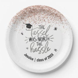 Pink Glitzer Tassel Worth The Hassle Abschluss Pappteller
