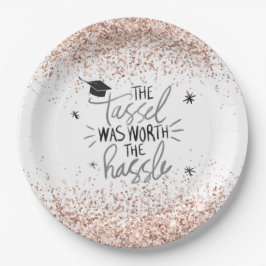 Pink Glitzer Tassel Worth The Hassle Abschluss  Pappteller