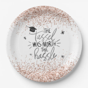Pink Glitzer Tassel Worth The Hassle Abschluss  Pappteller