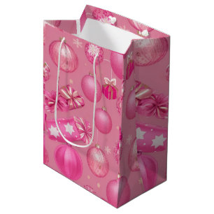 Pink Glitzer Weihnachtsball Mittlere Geschenktüte