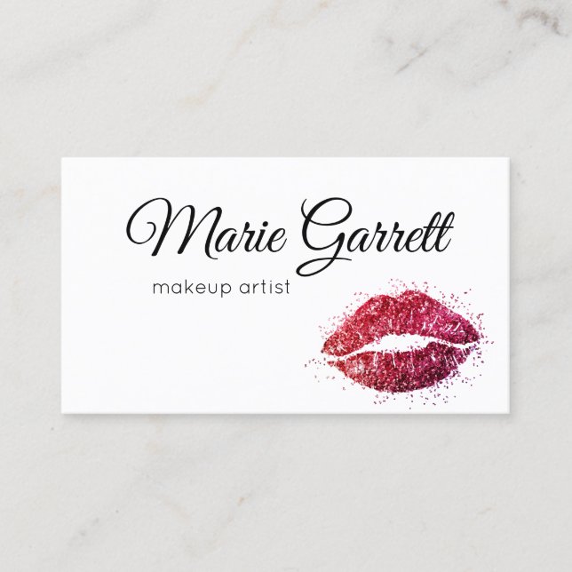 Pink Glitzern Lipstick Kiss Business Card Visitenkarte (Vorderseite)