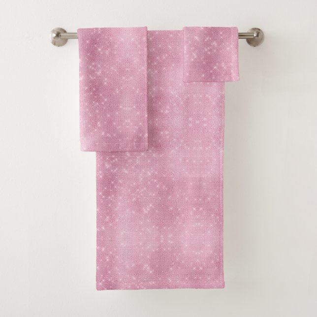 Pink Glitzy Chic Glam Sparkle Badhandtuch Set (Insitu)