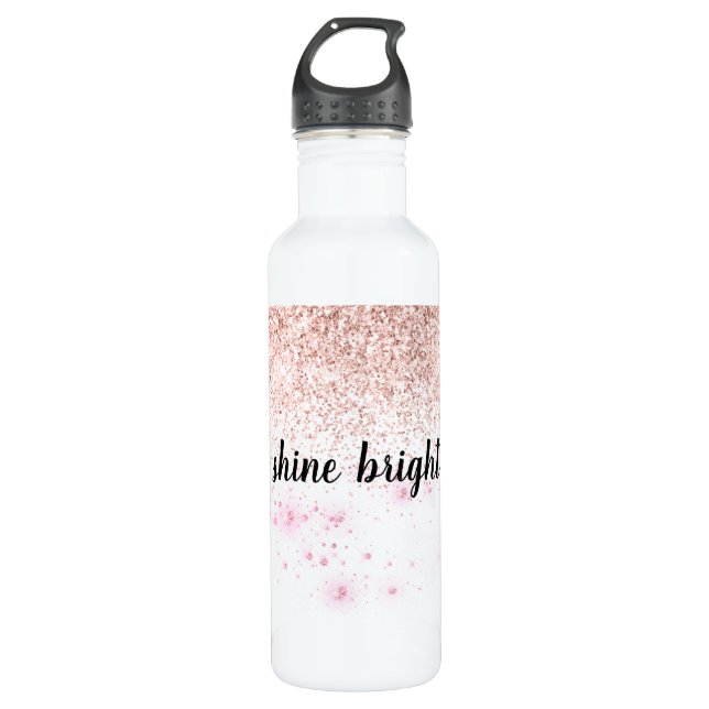 Pink Glitzy Glitzer Hearts Edelstahlflasche (Vorderseite)