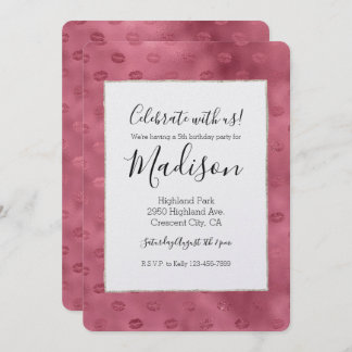 Pink Glitzy Lips Einladung