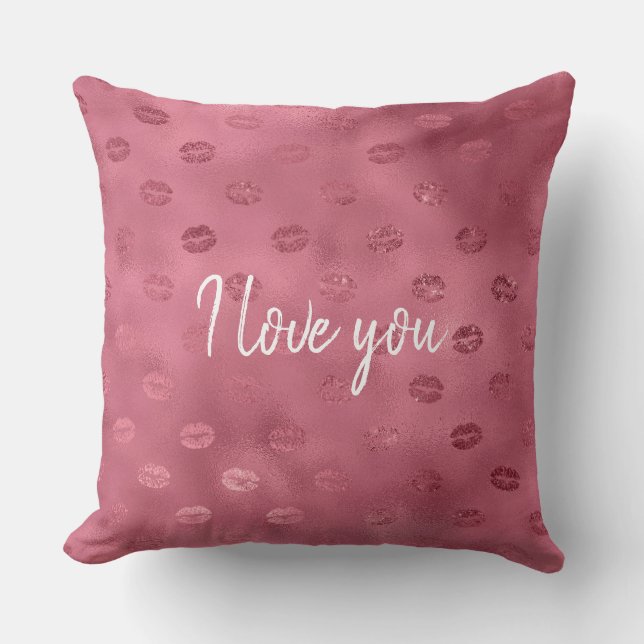 Pink Glitzy Lips Kissen (Vorderseite)