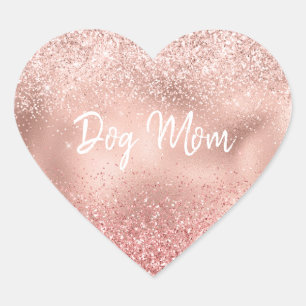 Pink Glitzy Sparkle Glitzer Dog Mama Herz-Aufkleber