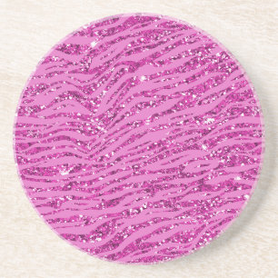Pink Glitzy Sparkle Glitzer Zebra Print Getränkeuntersetzer