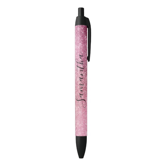 Pink Glitzy Sparkle Personalisiert Kugelschreiber (Unterseite (Vertikal))