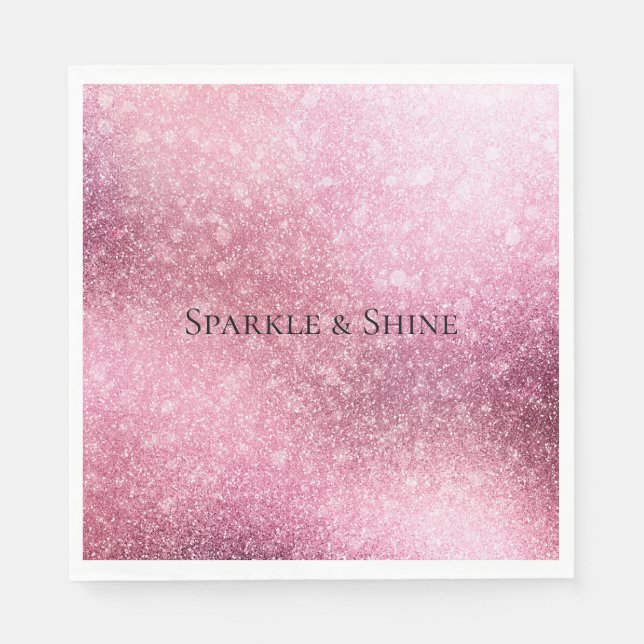 Pink Glitzy Sparkle Personalisiert Serviette (Vorderseite)