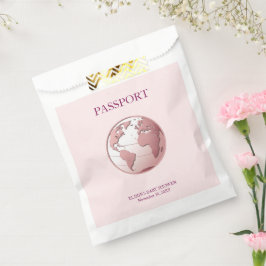 Pink Globe Passport Travel Baby Shower Geschenktütchen