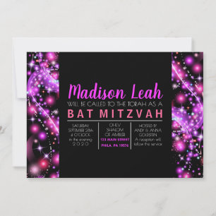 PINK GLOWING STARS Bat Mitzvah Einladung