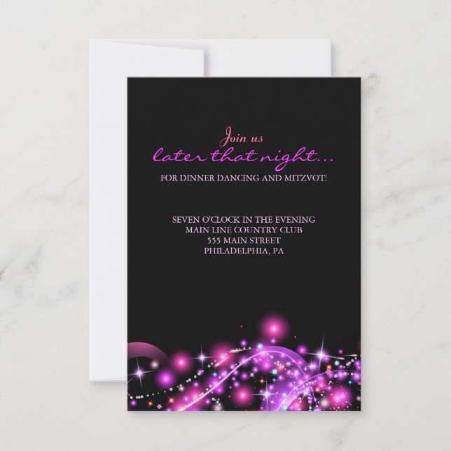 PINK GLOWING STARS Bat Mitzvah Party Card Einladung (Vorderseite)