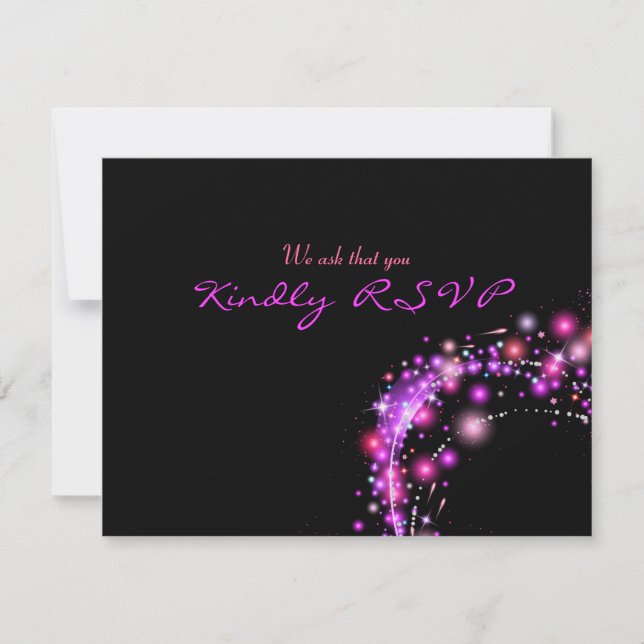 PINK GLOWING STARS Bat Mitzvah Reply Card RSVP Karte (Vorderseite)