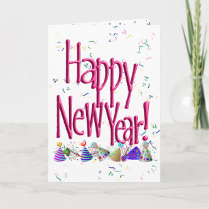 Pink GLÜCKLICH NEUES JAHR! Feiertagskarte