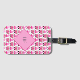 Pink Gnomes Hearts Monogram Woodland Niedlich Gepäckanhänger