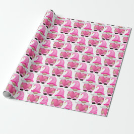 Pink Gnomes Hearts Woodland Skandinavien Niedlich Geschenkpapier