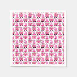 Pink Gnomes Hearts Woodland Skandinavien Niedlich Serviette