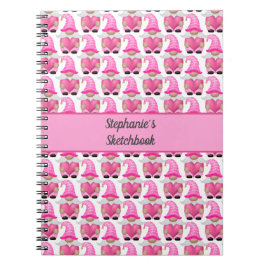 Pink Gnomes Hearts Woodland Sketchbook Niedlich Notizblock