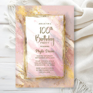 Pink Gold 100. Geburtstagparty Einladung