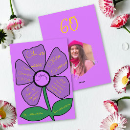 Pink & Gold 60. Geburtstag Simple Doodle Blume Einladung