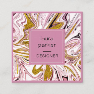 Pink Gold Abstrakt Artistic Girl Beruflich Quadratische Visitenkarte