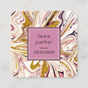 Pink Gold Abstrakt Artistic Giro Beruflich Sq Quadratische Visitenkarte