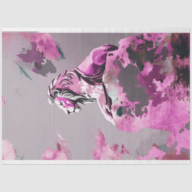 Pink Gold Abstrakt Lion Decoupage Seidenpapier (Vorderseite)