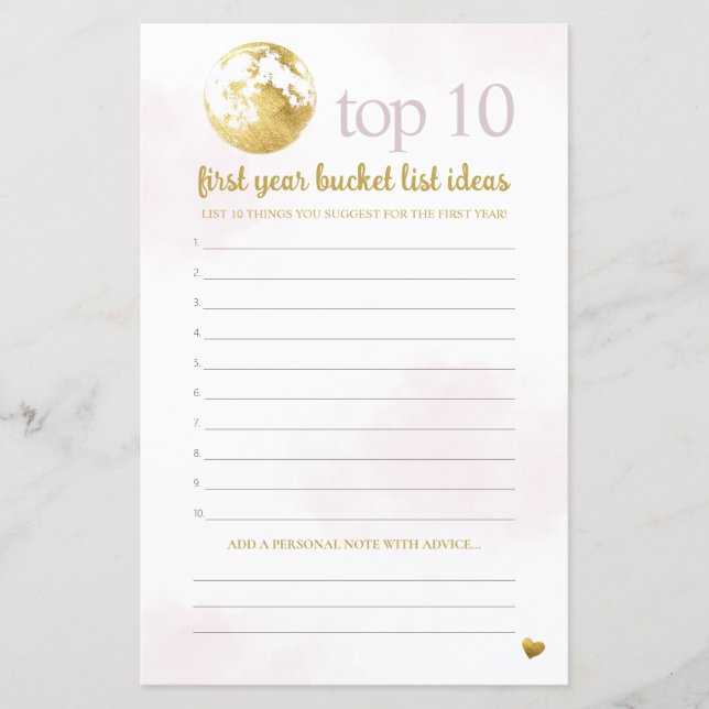 Pink Gold Advice and Bucket List Baby Shooting Gam (Vorderseite)