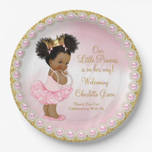 Pink Gold Afro Princess Baby Shooting Paper Teller