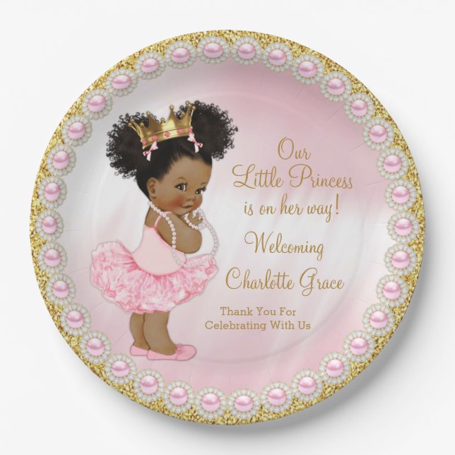 Pink Gold Afro Princess Baby Shooting Paper Teller (Vorderseite)