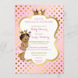 Pink & Gold American Princess Baby Girl Einladung
